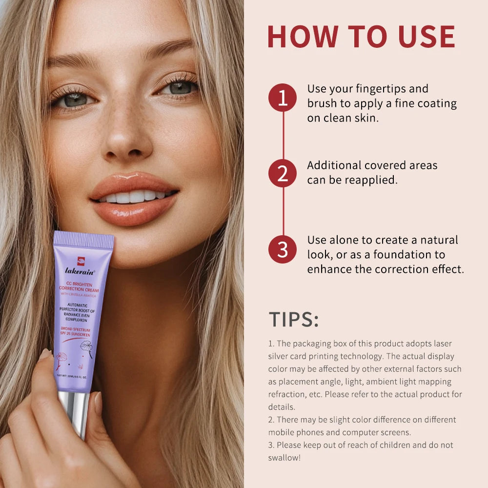 3pcs CC Cream Color Changing Liquid Foundation Centella Korean High Coverage Foundation Foundation Cream for Face Base Makeup